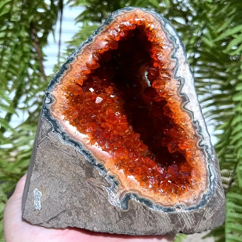1 Stunning Orange Quartz Crystal Cluster - Unique Mineral Rock Gift Idea - Handmade Decoration for Home and Office