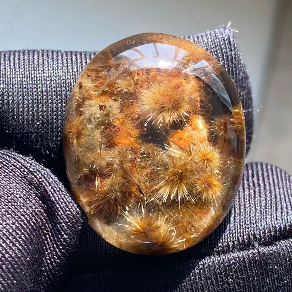 Vexaroa Gold Rutilated Quartz Sunflower Pendant | Oval Brazil — product image