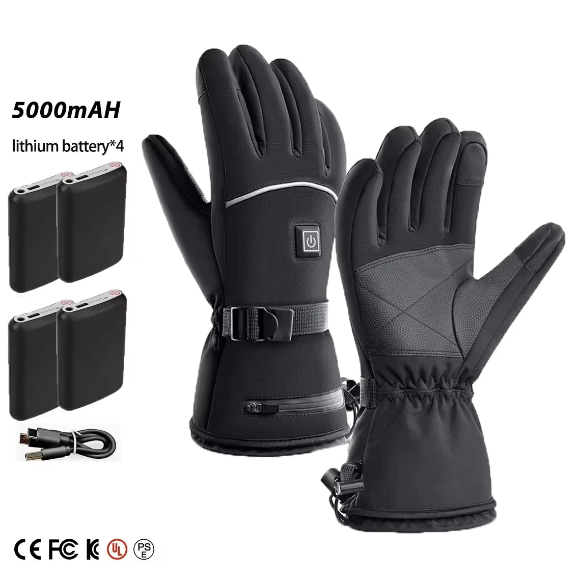 Vexaroa Electric Heated Ski Gloves 5000mAh Waterproof Winter