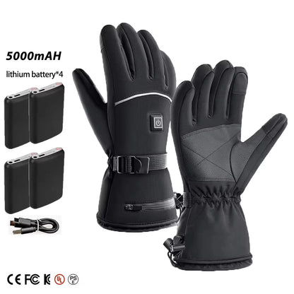 Vexaroa Electric Heated Ski Gloves 5000mAh Waterproof Winter