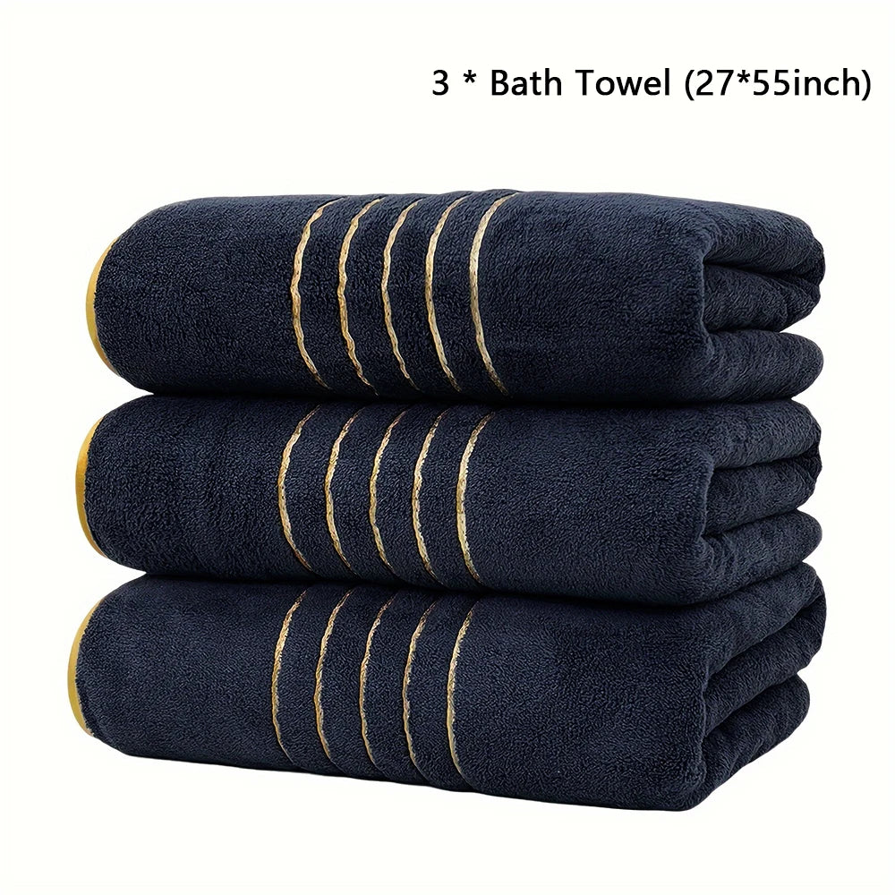 Vexaroa Soft Bath Towel Set with Gold Accents