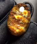 Vexaroa Gold Rutilated Quartz Flower Oval Pendant | Brazil AAA — product image