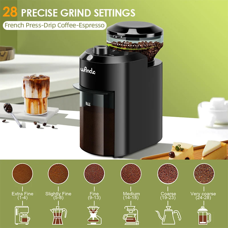 Vexaroa Wancle Electric Burr Coffee Grinder