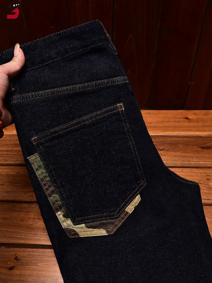 Men's Chinese-Style Embroidered Slim Jeans | Vexaroa