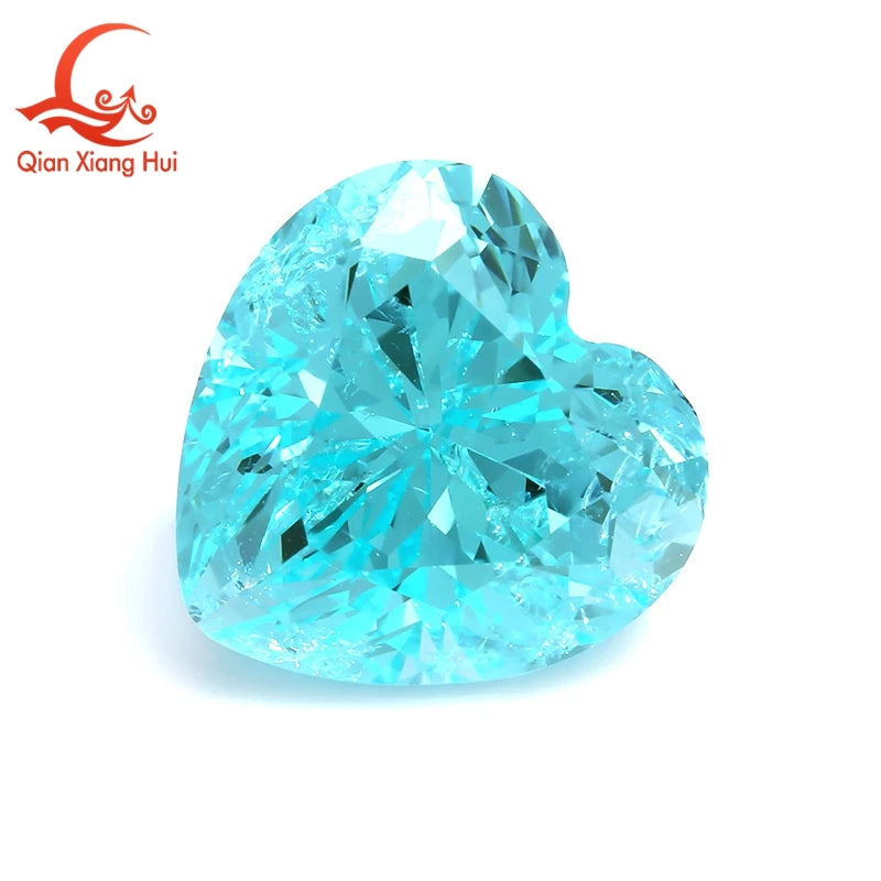 Heart Shape Neon Blue Color Paraiba Lab Grown Yttrium Aluminum Garnet With Inclusions Like Seawater Gem Stone Jewelry YAG