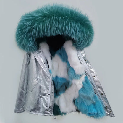 Winter Jackets For Women's Jacket Natural Real Fur Coat Fox Fur Collar Inner Fur Parkas Female Cold Coat