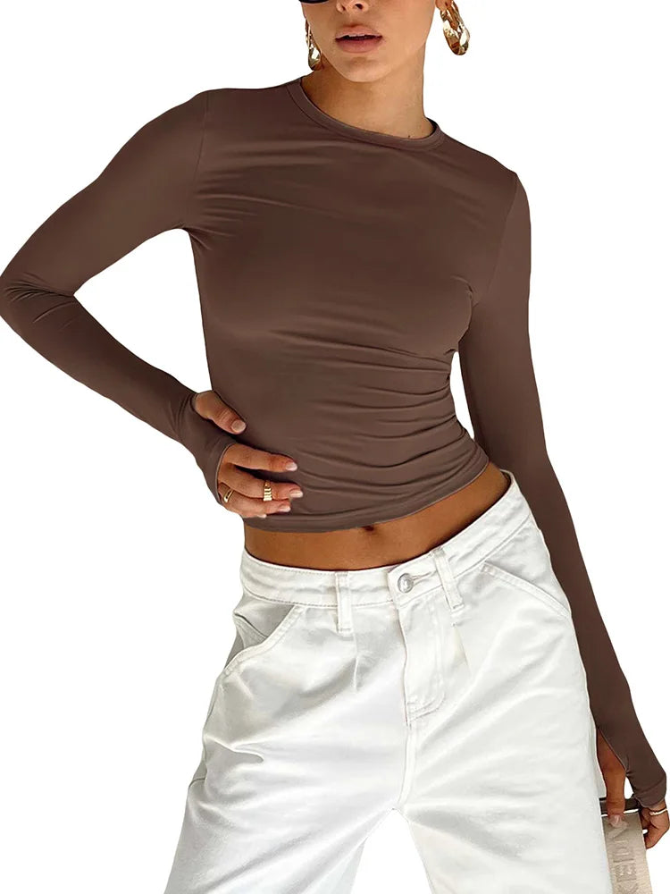 Vexaroa Womens Slim Long Sleeve Crop Top product photo, view 20