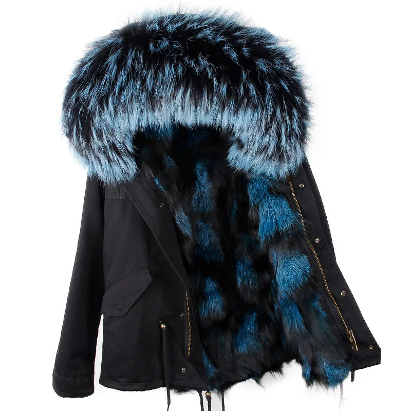 Winter Jackets For Women's Jacket Natural Real Fur Coat Fox Fur Collar Inner Fur Parkas Female Cold Coat