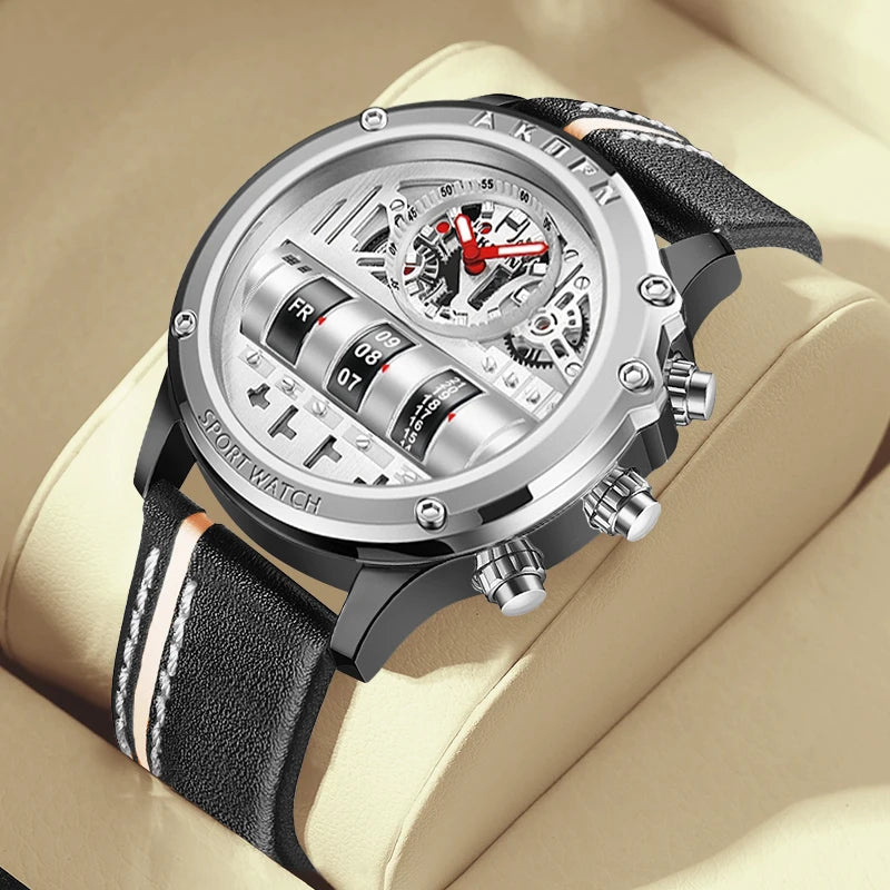 Vexaroa Men's Quartz Watch with Leather Strap