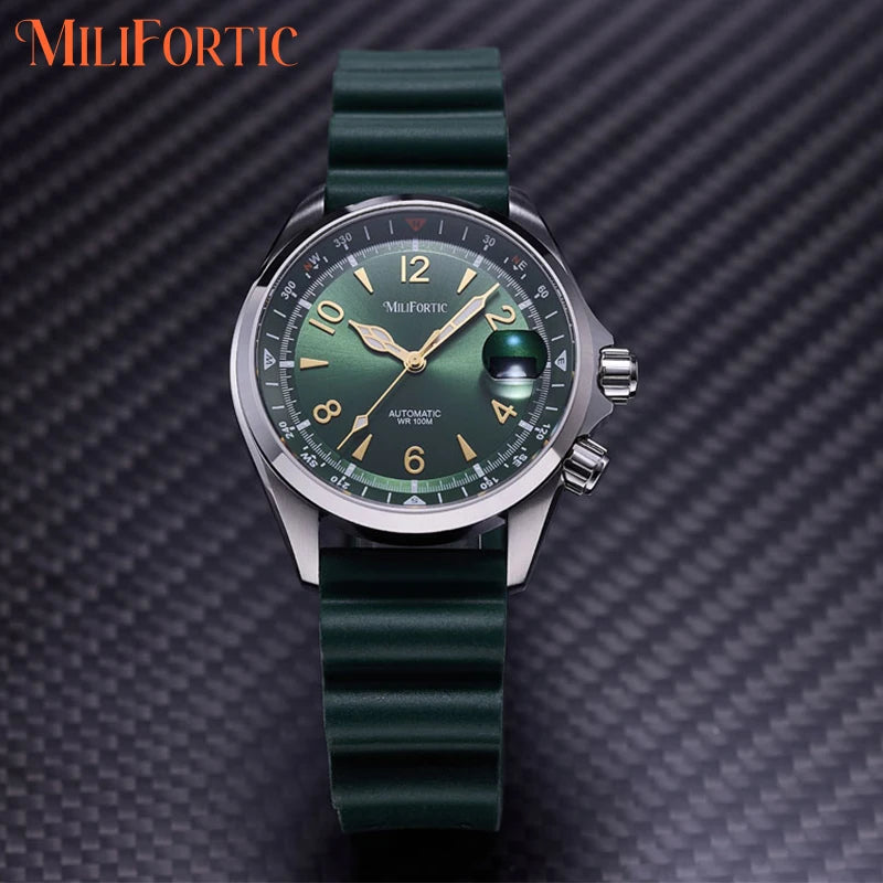 Milifortic S089 Alpinist Homage Sport Watch Men Inner Compass Bezel Rubber Strap ST2130Automatic Waterproof 39.5MM Watch for Men