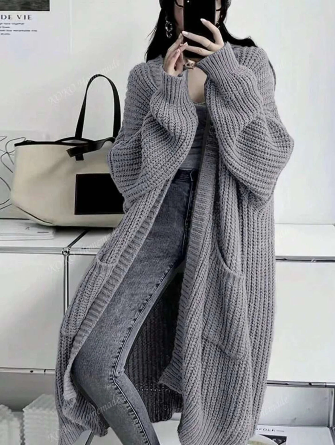 2026 Autumn Winter New Style Knitted Cardigan Women Casual Loose Fit Long Sleeve Chunky Sweater Coat Elegant Outwear for Daily W