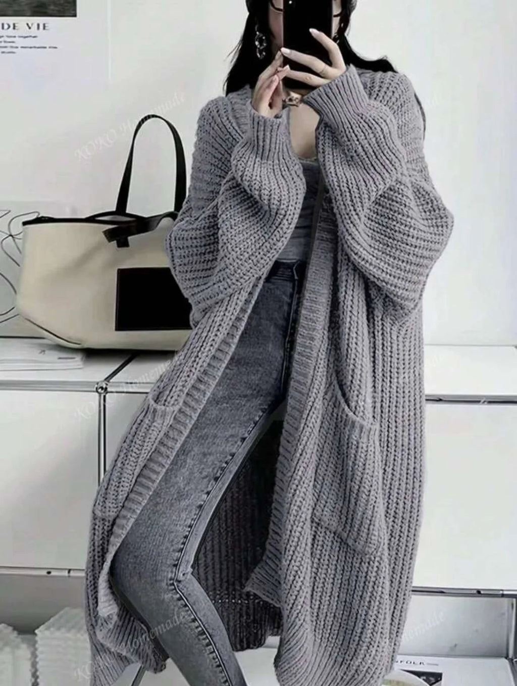 Women's Chunky Knit Cardigan Coat, Long Sleeve Casual Wear | Vexaroa