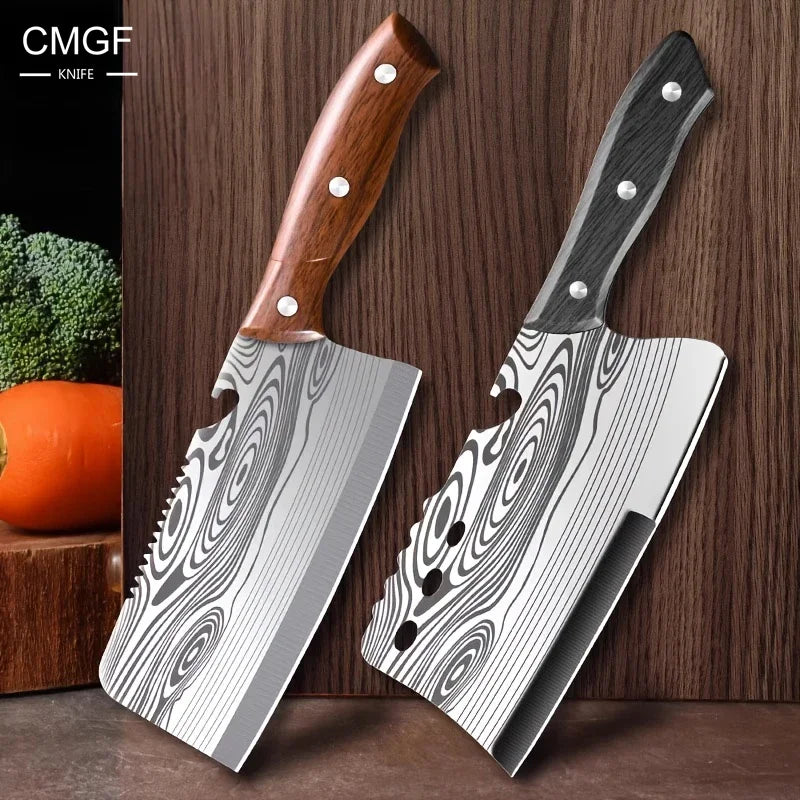 Vexaroa Damascus-Pattern Stainless Steel Cleaver product photo, view 1