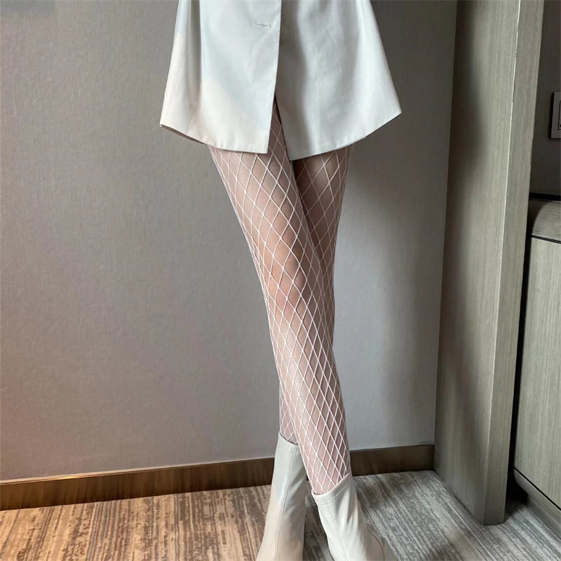 Leggings Hollowed Out Mesh Retro Girls Stockings Japanese Bottomed Lace Pantyhose Floral Rattan Black Tights
