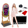 Magic Mirror Photobooth with Imitate Wood Grain Selfie, 21.5 Inch Touch Screen, Selfie DSLR Photo Booth Machine for Sharing