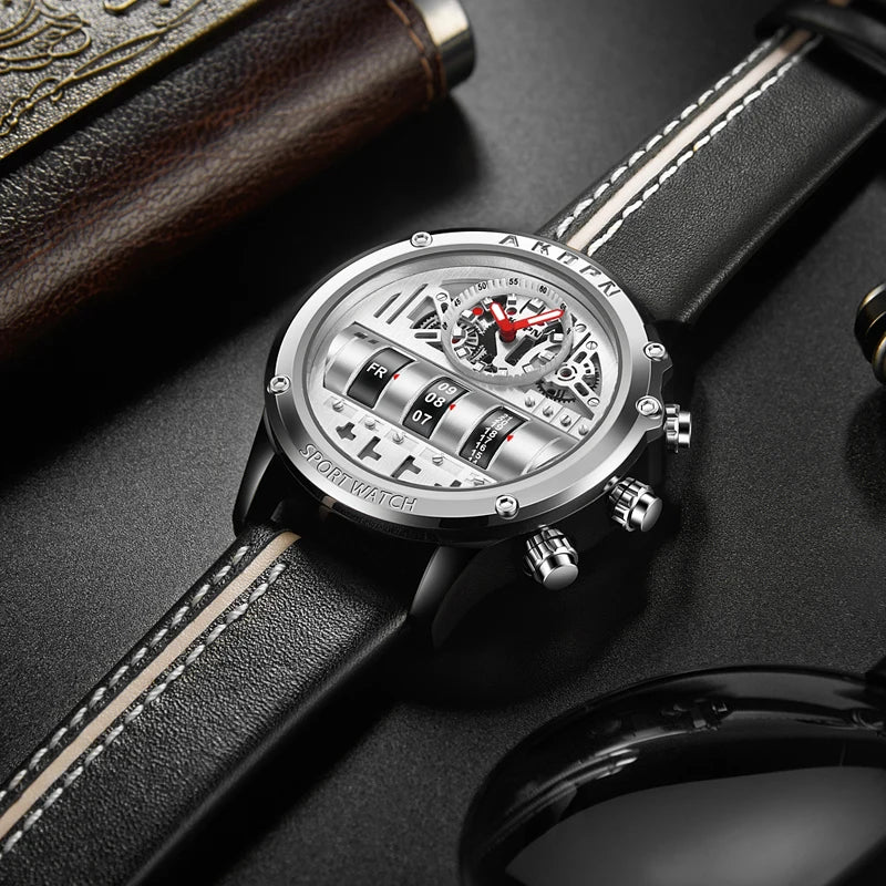 Vexaroa Men's Quartz Watch with Leather Strap
