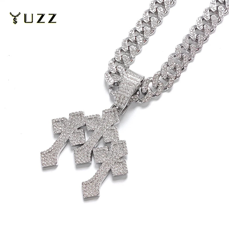 Vexaroa Iced-Out Cross Pendant Cuban Chain Necklace — Vexaroa product image 1