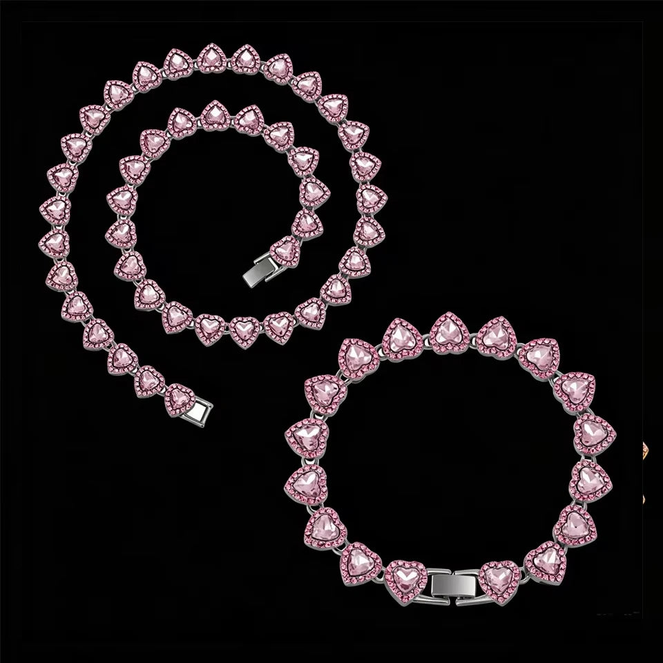 Vexaroa Heart Rhinestone Tennis Chain Jewelry Set — Vexaroa product image 27