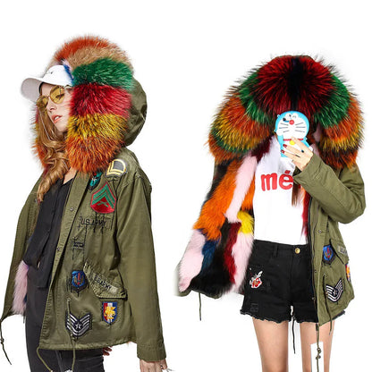 Winter Jackets For Women's Jacket Natural Real Fur Coat Fox Fur Collar Inner Fur Parkas Female Cold Coat