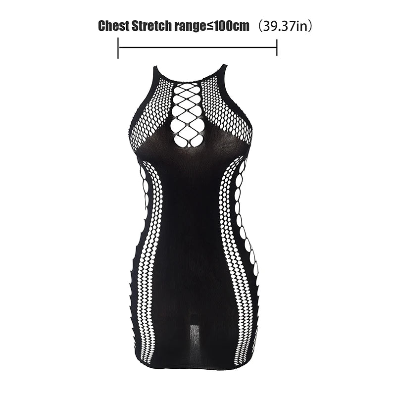 1PC Sexy Women Fishnet Cover Up Without Bikini Hollow Out Bodycon Dress  See Through Beachwear Summer Women's Swimwear DS499