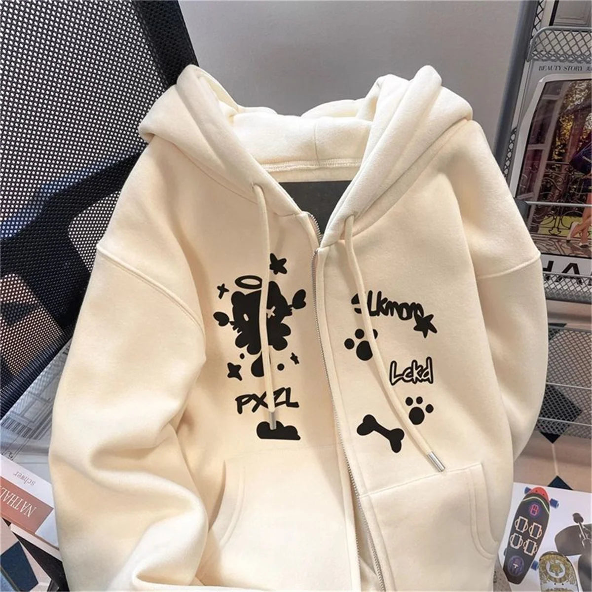 Vexaroa Cute Cat Zip-Up Hooded Jacket product image 1 | Vexaroa
