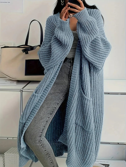 2026 Autumn Winter New Style Knitted Cardigan Women Casual Loose Fit Long Sleeve Chunky Sweater Coat Elegant Outwear for Daily W