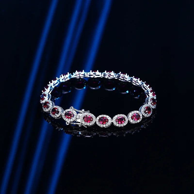 Platinum Red Corundum Bracelet Women's Luxury Gift | Vexaroa