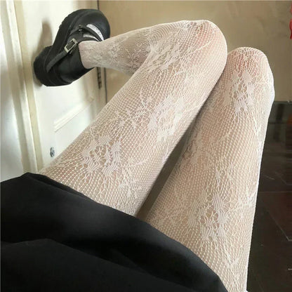 Pantyhose Bow Knot Fishnet Stockings Women Spicy Girl Black White Sexy Thin Ins Tide Lace Tights