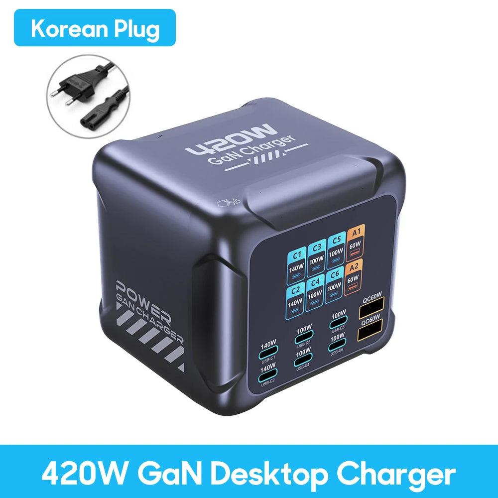 Vexaroa 420W GaN USB-C charging station with digital display – product view 7