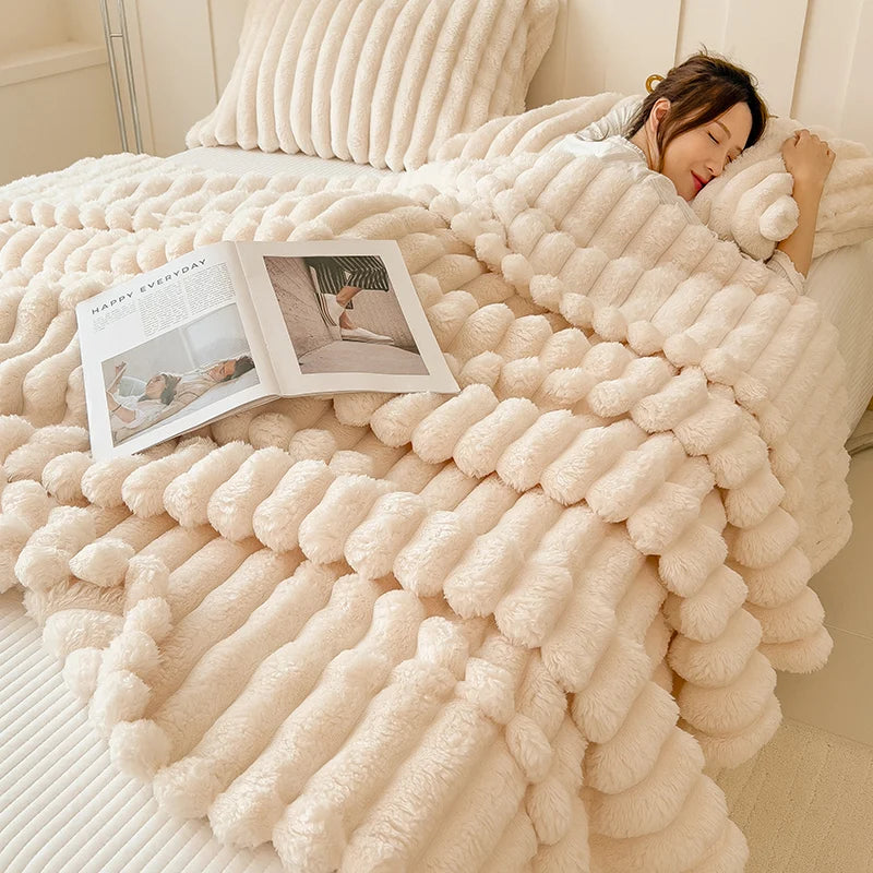Vexaroa Thick Striped Flannel Throw Blanket