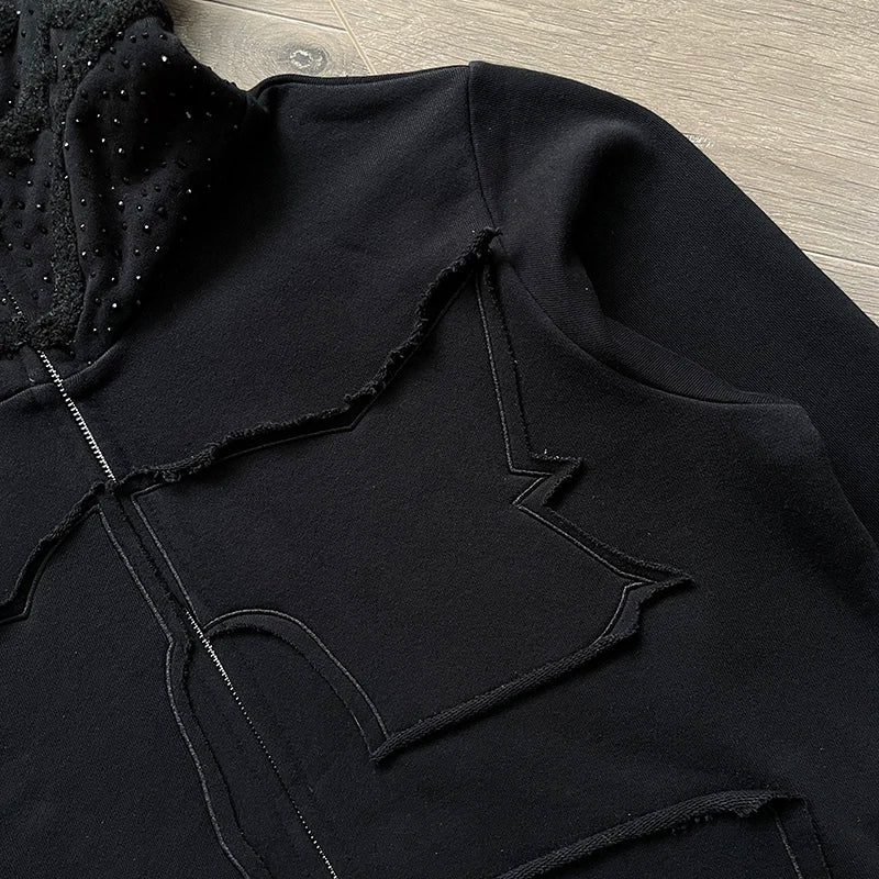 Glo Gang The Glory Full Zip Hoodie Embroidered Hot Diamond Hooded Sweater