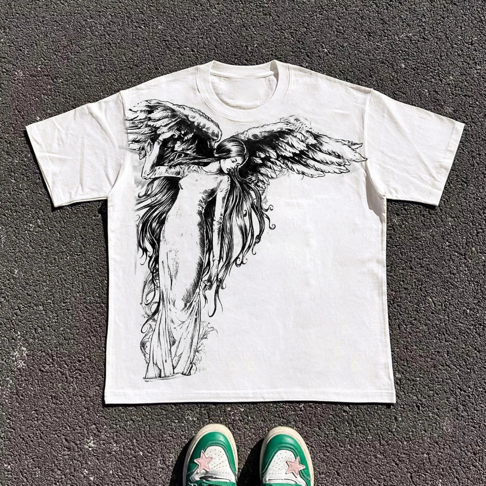 Vexaroa Oversized Y2K Gothic Graphic T-Shirt product photo, view 3