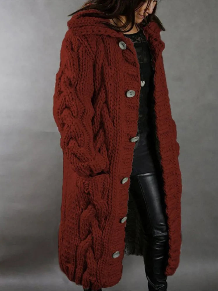 Fashion Solid Knit Cardigan For Women Casual Long Sleeve Turn-down Collar Button Sweater Coat Tops Lady Office Womens Clothing