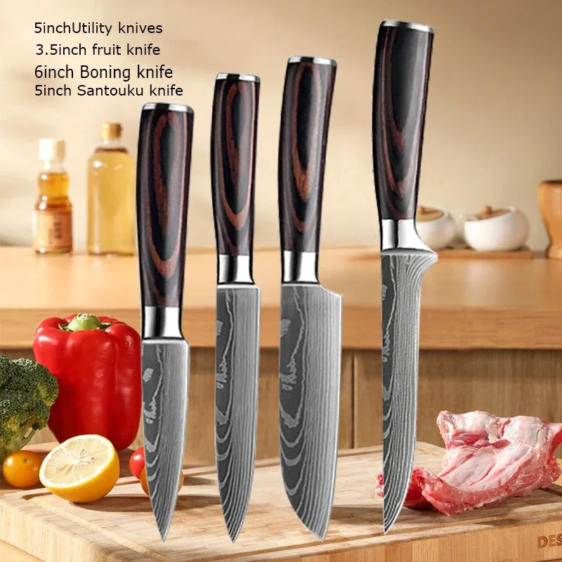 Vexaroa Professional Japanese Kitchen Knife Set with Covers