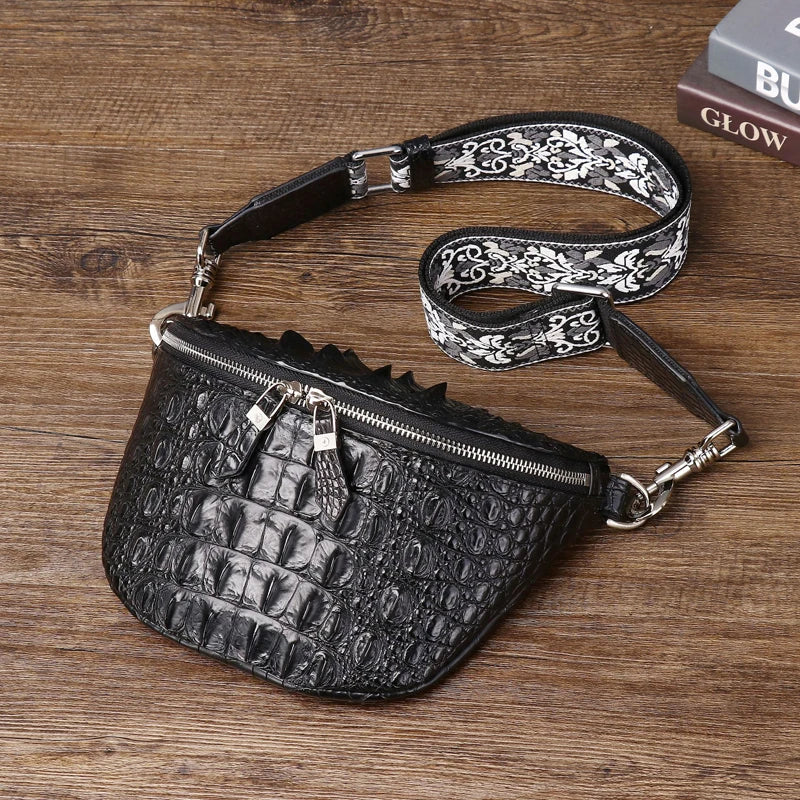 Crocodile Claw Leather Men's Chest Crossbody Bag | Vexaroa