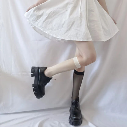 Solid Color Stocking Sexy Black White Long Stocks Over-the-calf Socks Lolita JK Cosplay Socks Women's Hosiery Thigh Stockings