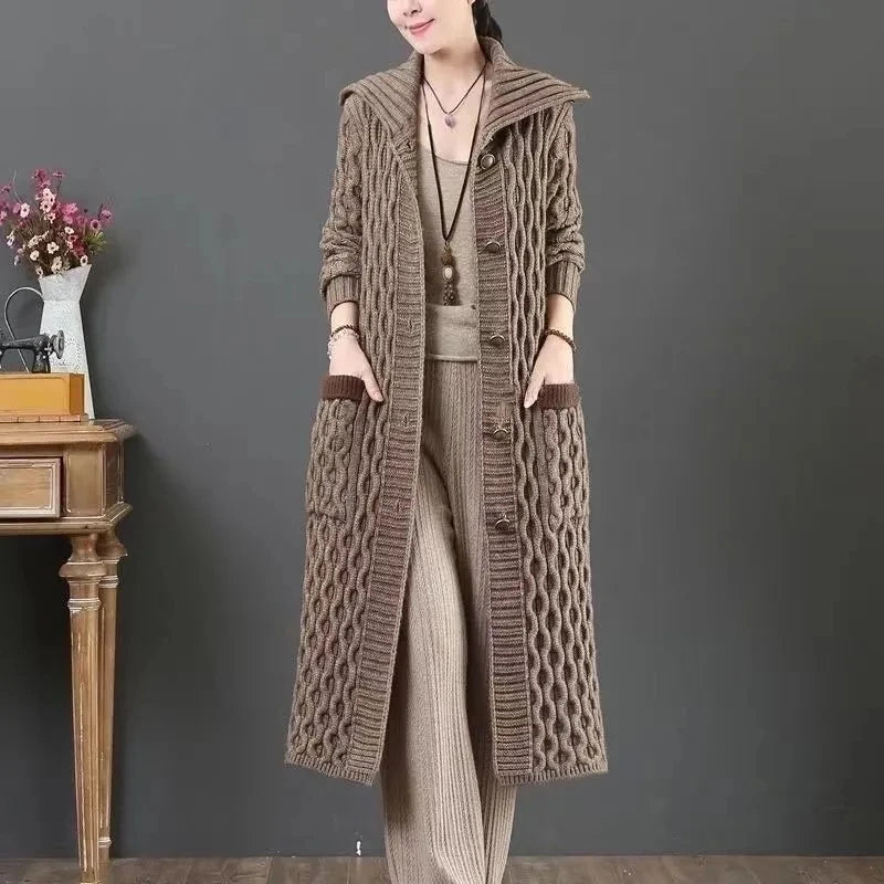 Autumn Winter 2025 Stand Collar Loose Women Knitted Cardigan Sweater Jacket Long sleeve Single Breasted Fashion Ladies Top