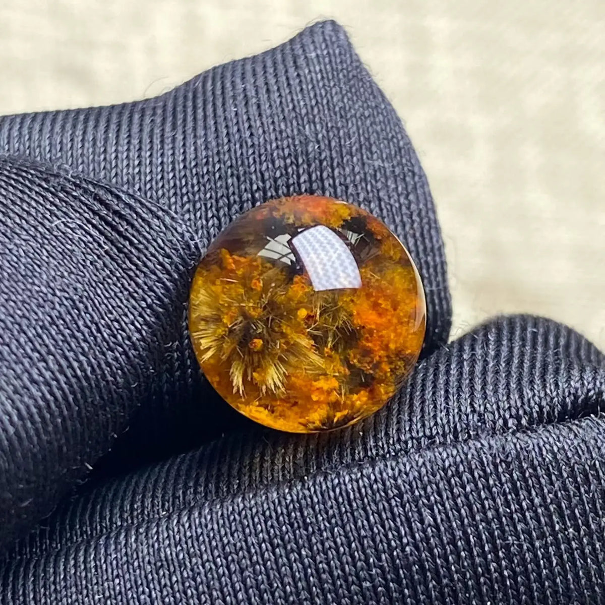 Vexaroa Natural Gold Rutilated Quartz Pendant 10mm Round Sphere