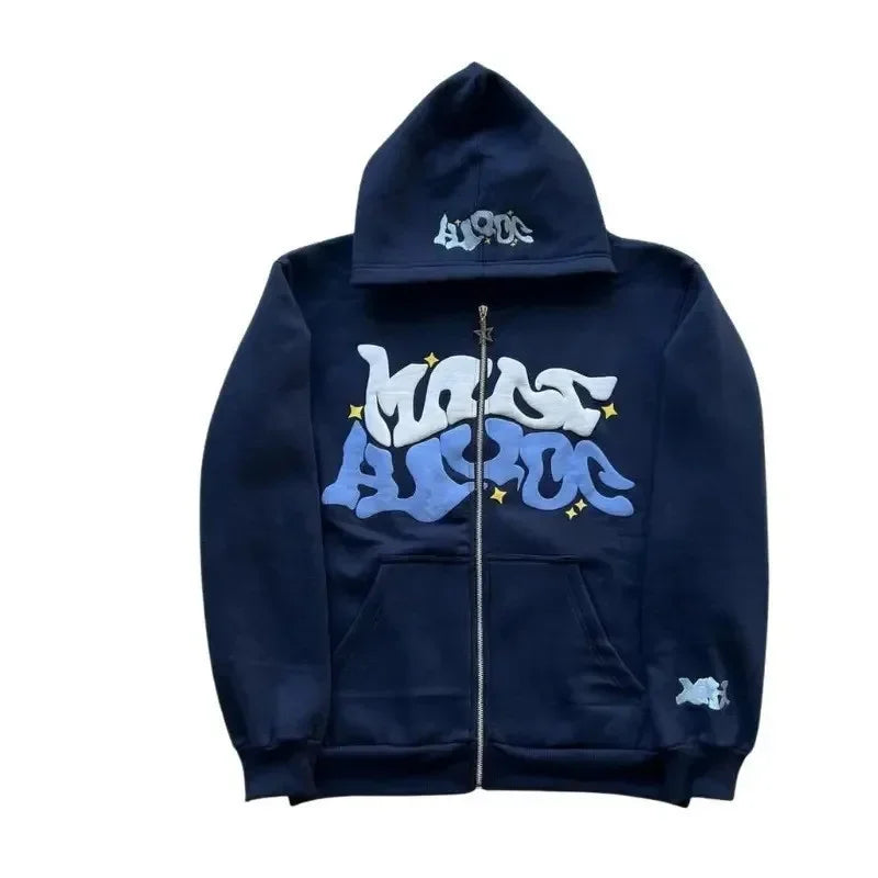 Vexaroa Fleece Print Zip-Up Hoodie