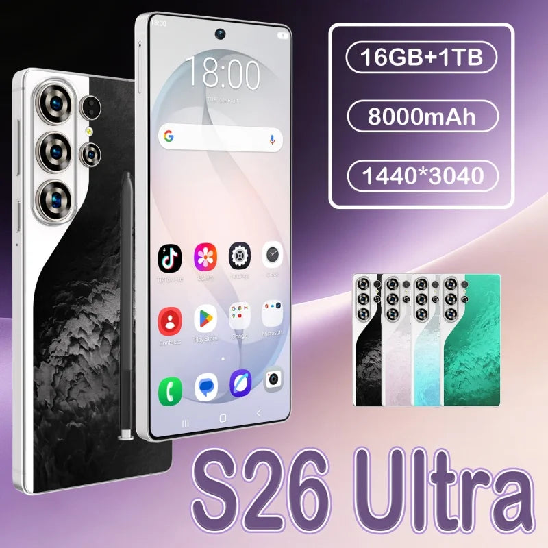S26 Ultra Celulares Android Moblie Smartphone Original 6.9 Inch Phones Global Version Unlocked 5G Dual Sim CellPhones AB25