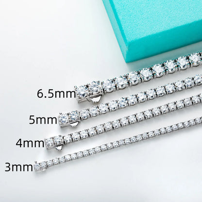 Moissanite Tennis Bracelet - D Colour, 925 Silver, 3-6.5mm | Vexaroa