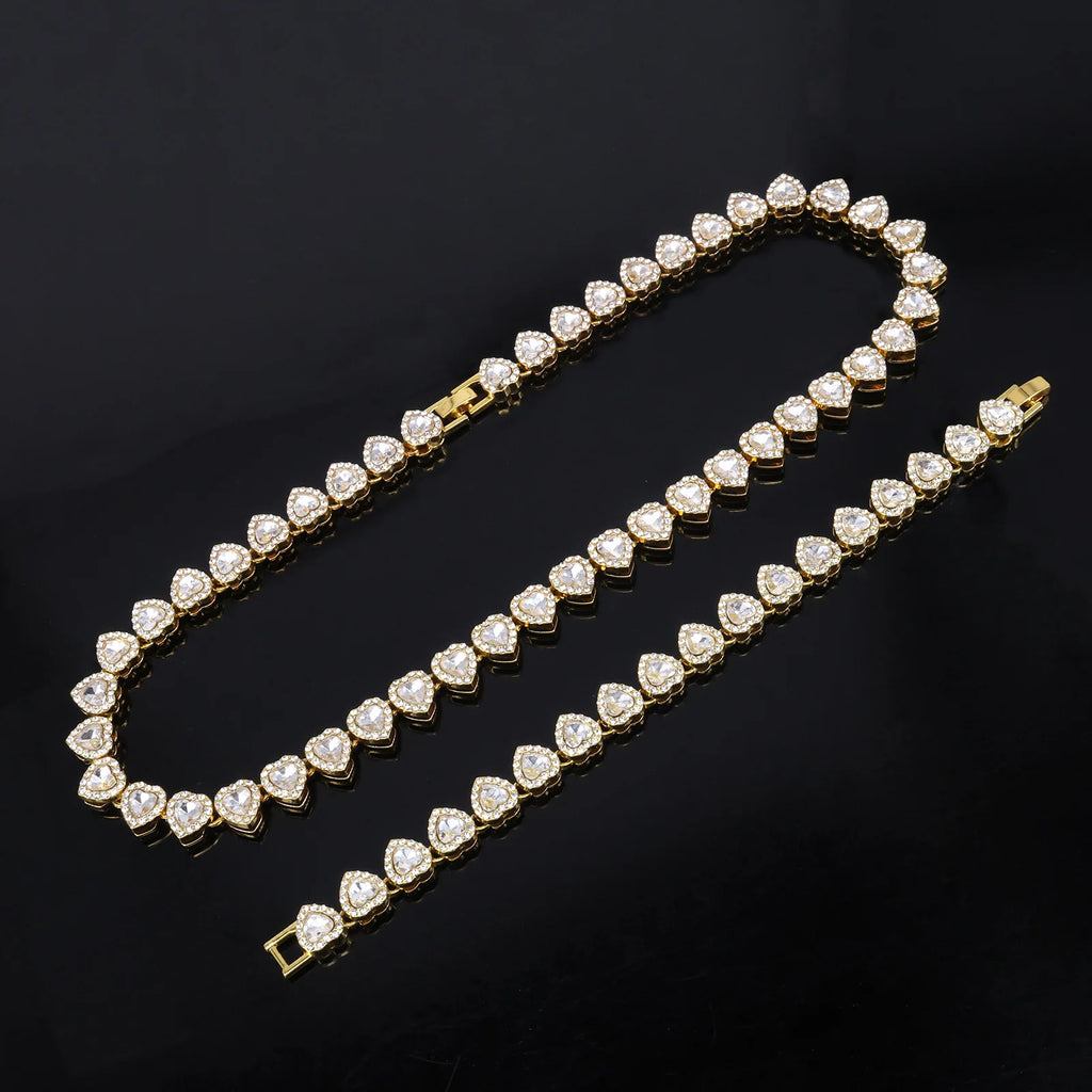 Vexaroa Heart Rhinestone Tennis Chain Jewelry Set — Vexaroa product image 2