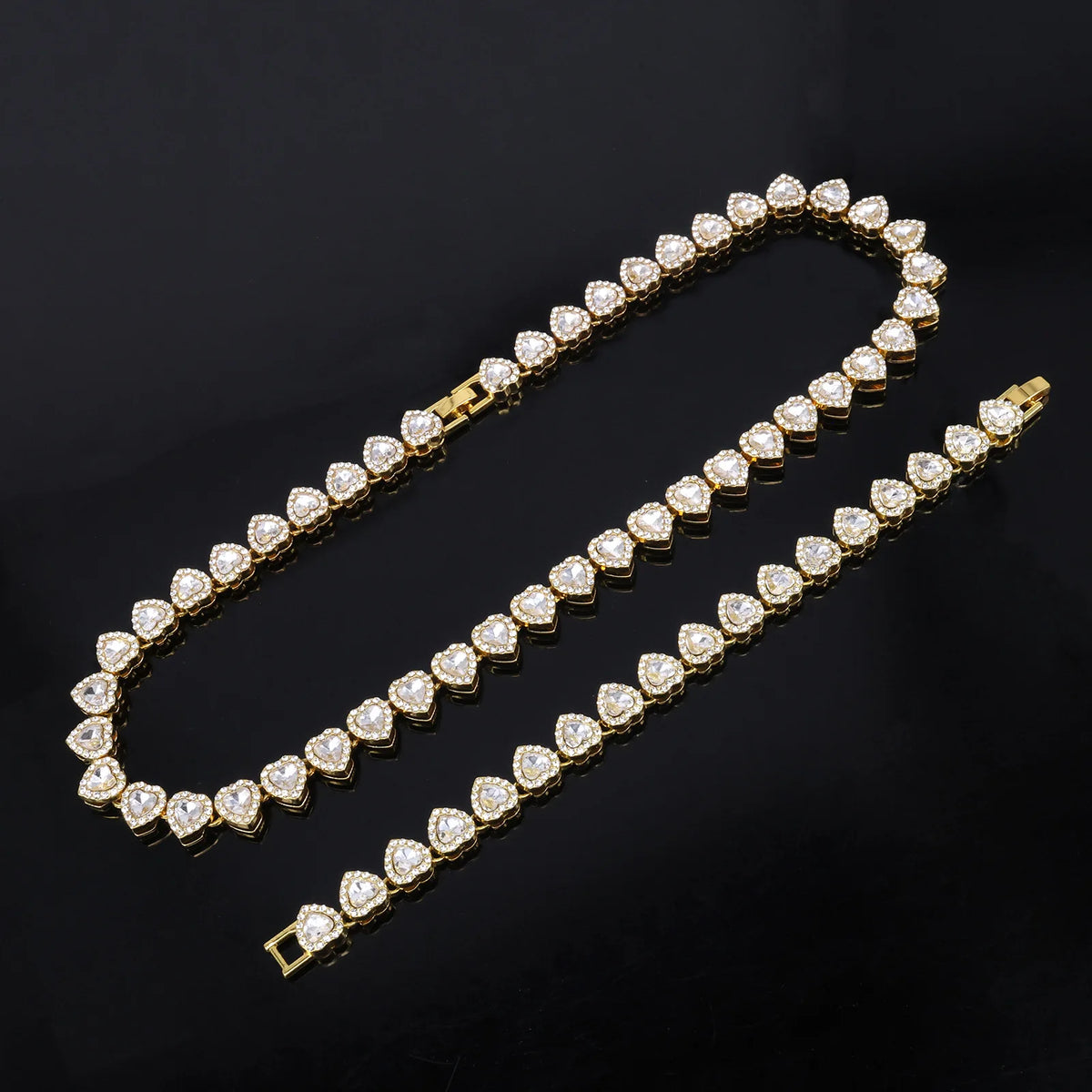 Vexaroa Heart Rhinestone Tennis Chain Jewelry Set — Vexaroa product image 2