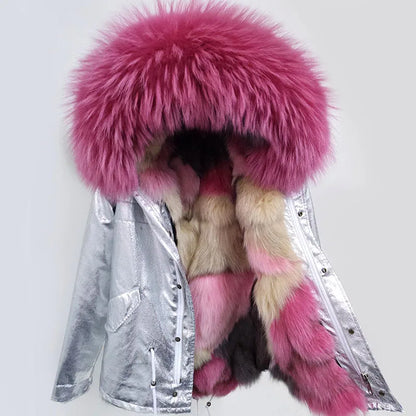Winter Jackets For Women's Jacket Natural Real Fur Coat Fox Fur Collar Inner Fur Parkas Female Cold Coat