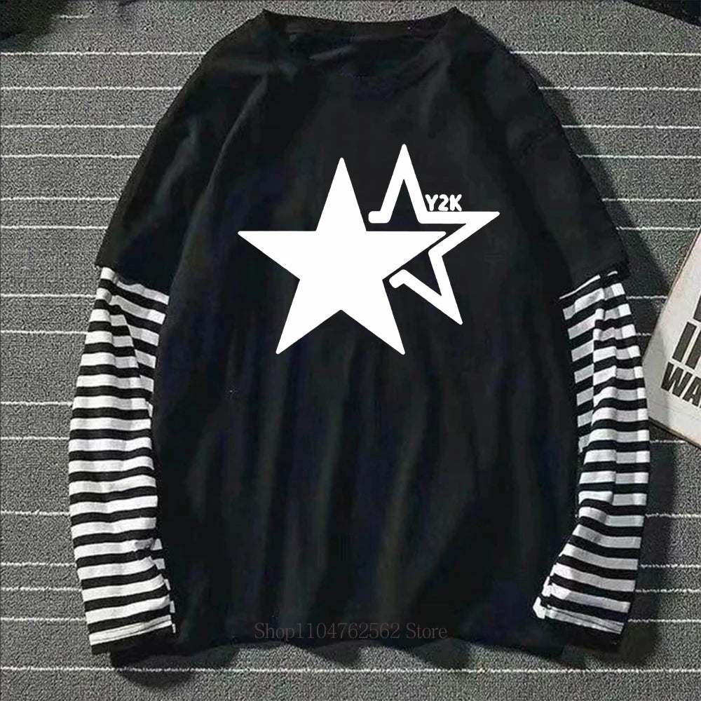 Vexaroa Women's Star Print Gothic Y2K Layered T-Shirt product image 31