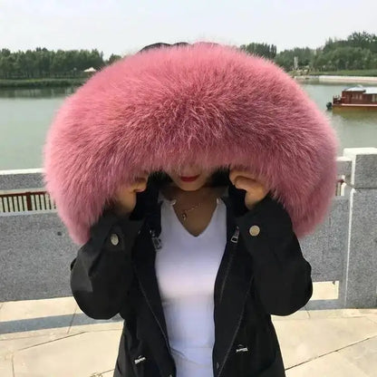 Super Large 100% Real Fox Fur Collar Hood Decor Fur Collar For Down Coat Women Winter Warm Fur Scarf Shawl Luxury