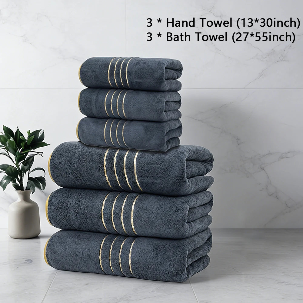 Vexaroa Soft Bath Towel Set with Gold Accents
