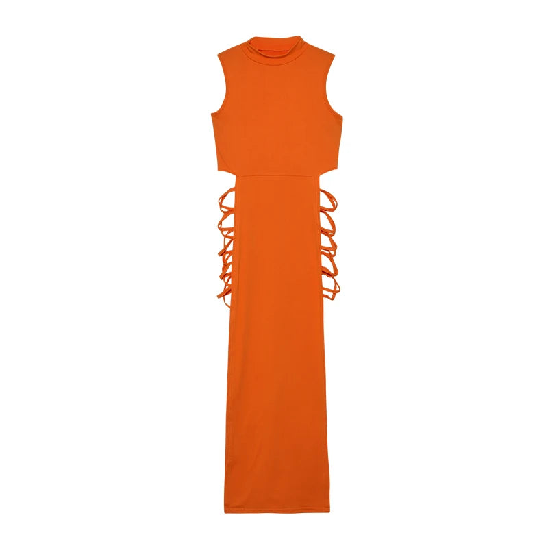 Vexaroa Criss Cross Cut Out Bodycon Dress | Mock Neck