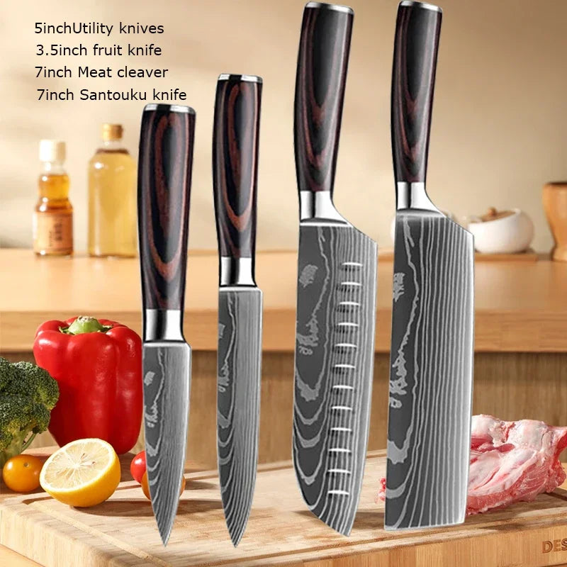 Vexaroa Professional Japanese Kitchen Knife Set with Covers