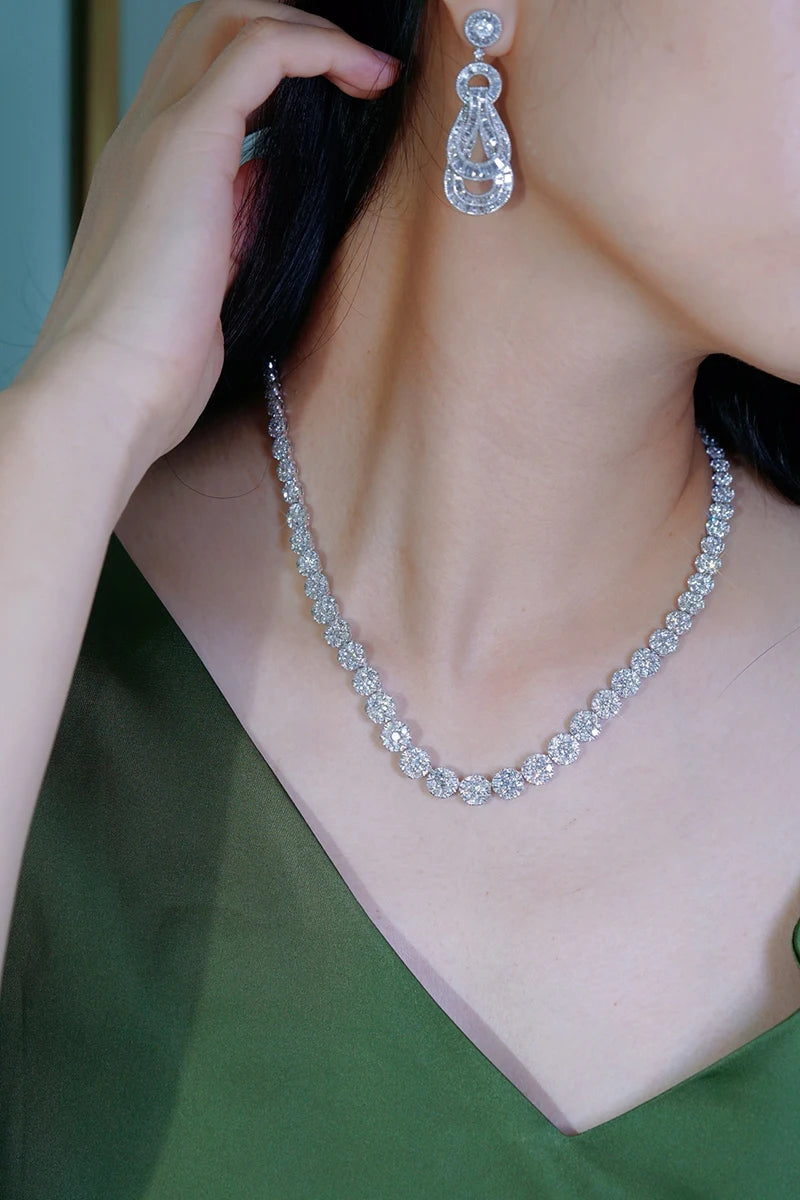 Vexaroa 18K White Gold 16.5ct Natural Diamond Necklace